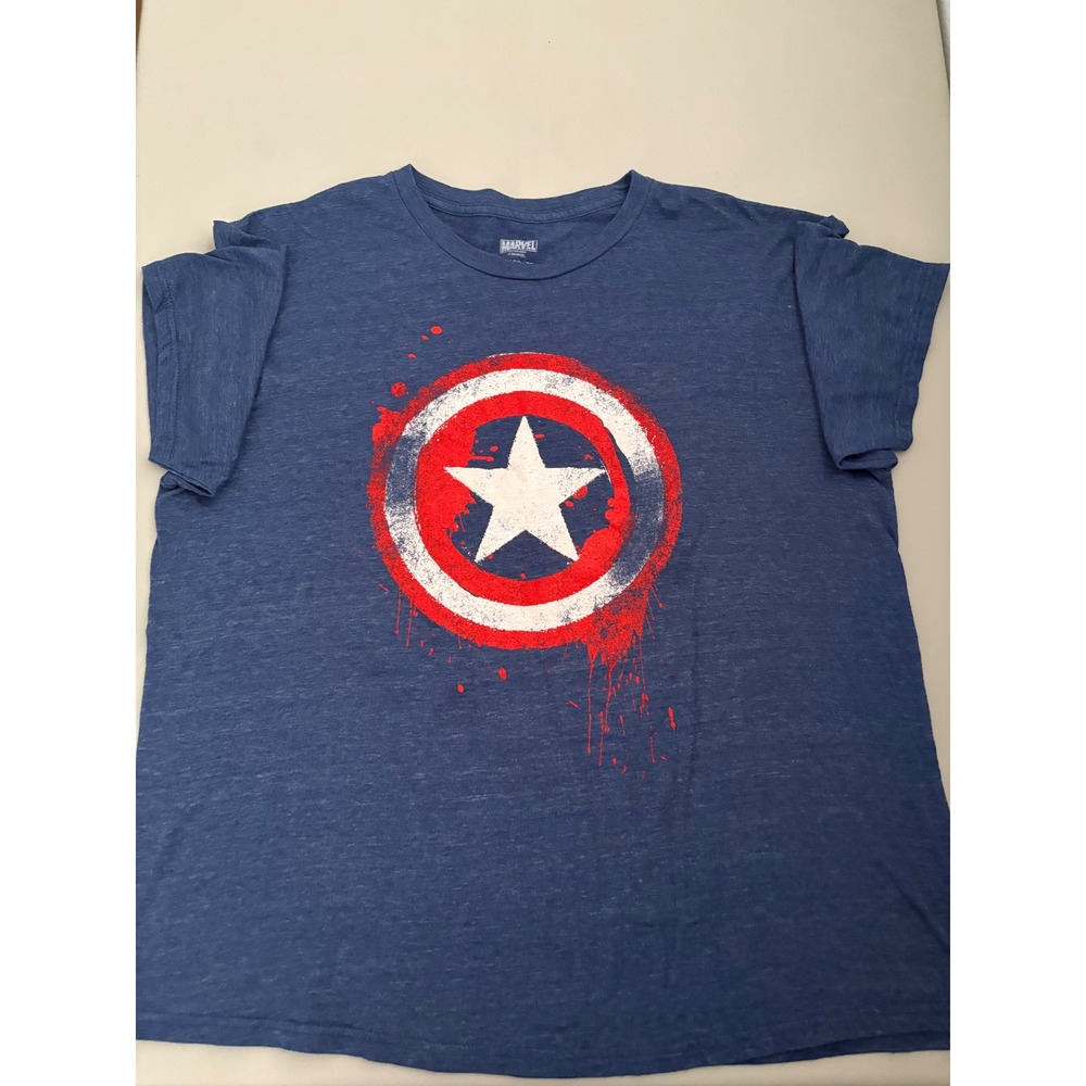 Marvel Captain America Shield Graphic T Shirt XL Blue Short Sleeve Men's‎